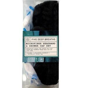 Five Deep Breaths (5DB) Microfiber Headband & Shower Cap Set